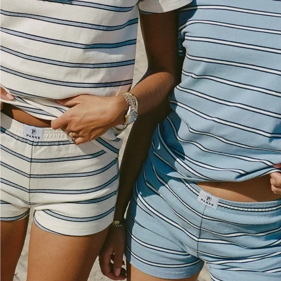 Parke Women's Blue Striped Shorts - Picture 4 of 4